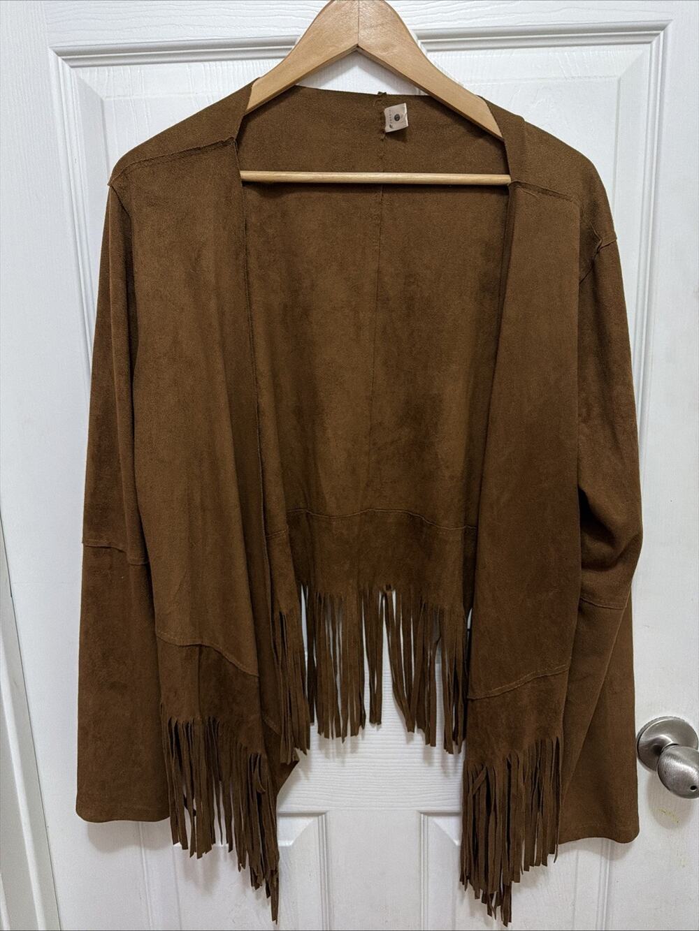 Fornia M/L Long Sleeve Fringe Cardigan Womens Brown